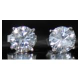 14kt Gold Round 1.37 ct Diamond Stud Earrings