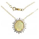 14kt Gold Opal & Zircon Designer Pendant Necklace