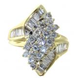 14kt Gold 1.50 ct Round & Baguette Diamond Ring