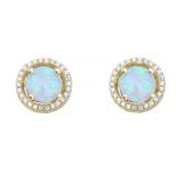 Beautiful Opal & White Topaz Halo Earrings