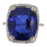 14k Gold 15.23 ct Sapphire & Diamond Ring