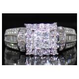 10kt Gold Princess Quad Cut 1.00 ct Diamond Ring