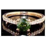 14kt Rose Gold 1.46 ct Green Diamond Ring