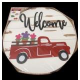 Red Pick Up Truck Welcome Sign