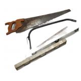 Estate Hand Saw, Bow Saw & (2) Levels