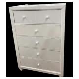 5 Drawer White Chest (Damaged-But Usable)