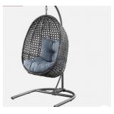 Egg Chair With Stand And Blue Cushions