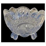 Bird Pattern Lead Crystal Footed Bowl