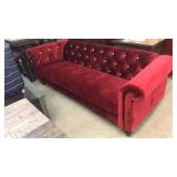 Ashley Red Velvet Chesterfield Sofa
