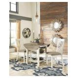 Ashley D447 Antique White Drop Leaf TBL & 2 Chairs
