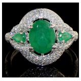 14k Gold 2.55 ct Oval Emerald & Diamond Ring