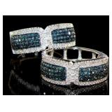 Stunning 1.00 ct Blue & White Diamond Hoop Earring