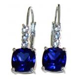 Cushion Cut Sapphire Hoop Earrings