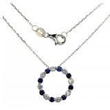 Brilliant 2.00 ct Blue & White Sapphire Necklace