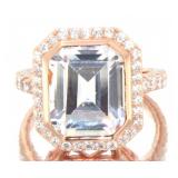 Asscher Cut 10.50 ct White Topaz Designer Ring