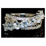 Elegant Natural Aquamarine Filigree Ring