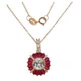 Stunning 3.60 ct Ruby & White Topaz Necklace