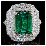 14kt Gold 5.85 ct Emerald & Diamond Ring