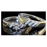 Two Tone 1/4 ct Diamond 2 pc Wedding Set