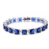 Princess Cut 24.00 ct Sapphire Tennis Bracelet