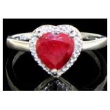 Heart Shape 2.45 ct Natural Ruby & Diamond Ring