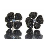 Brilliant Black & White Diamond Flower Earrings