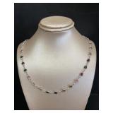 Genuine 9.12 ct Rainbow Tourmaline Silver Necklace