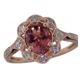 14kt Gold 1.45 ct Pink Tourmaline & Diamond Ring