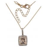 Oval Natural Morganite & Zircon Necklace