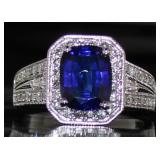 14k Gold 3.16 ct Sapphire & Diamond Ring