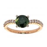 14k Rose Gold 1.62 ct Round Green Diamond Ring