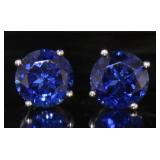 14k Gold 2.63 ct Round Sapphire Stud Earrings