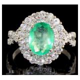 14kt Gold 2.97 ct Oval Emerald & Diamond Ring