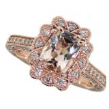 14k Gold 1.70 ct Morganite & Diamond Ring