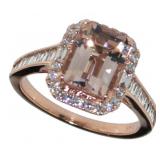 14k Rose Gold 2.51 ct Morganite & Diamond Ring