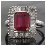 14kt Gold 3.91 ct Ruby and Diamond Ring