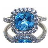 Cushion Cut 4.66 ct Blue Topaz Dinner Ring