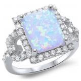 Amazing Radiant Cut White Opal Designer Ring