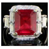 14kt Gold 7.61 ct Ruby & Diamond Ring