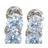 14kt Gold Brilliant 2.00 ct Diamond Stud Earrings