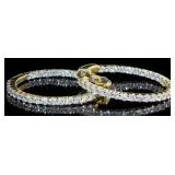 14k Yellow Gold 2.00 ct Diamond Hoop Earrings