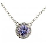 Halo Lavender & White Topaz Designer Necklace