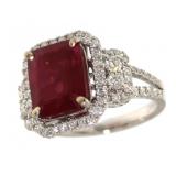 14kt Gold 6.73 ct Ruby and Diamond Ring