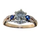 14kt Gold 1.5 ct Sapphire & Diamond Ring