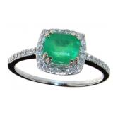 14kt Gold 1.41 ct Emerald & Diamond Ring