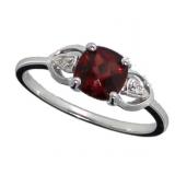 10kt Gold Cushion Cut Garnet & Diamond Ring