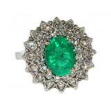 14kt Gold 2.18 ct Oval Emerald & Diamond Ring