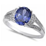 Stunning Oval Tanzanite & White Topaz Ring