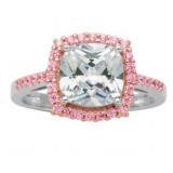 Cushion Diamondlite CZ & Pink Topaz Designer Ring