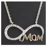 Two Tone "Mom" Infinity Diamond Necklace